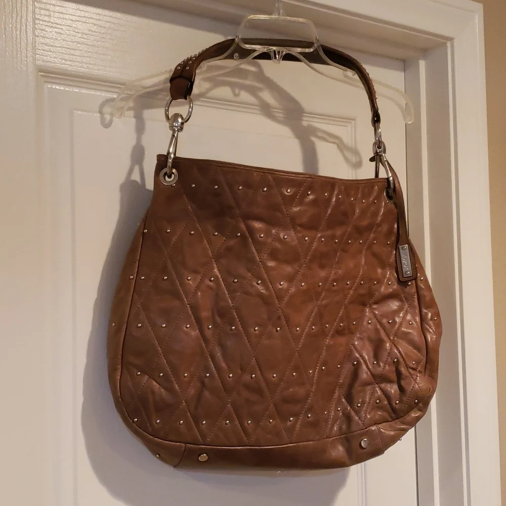 ABRO Vintage Hobo Taupe Leather Handbag